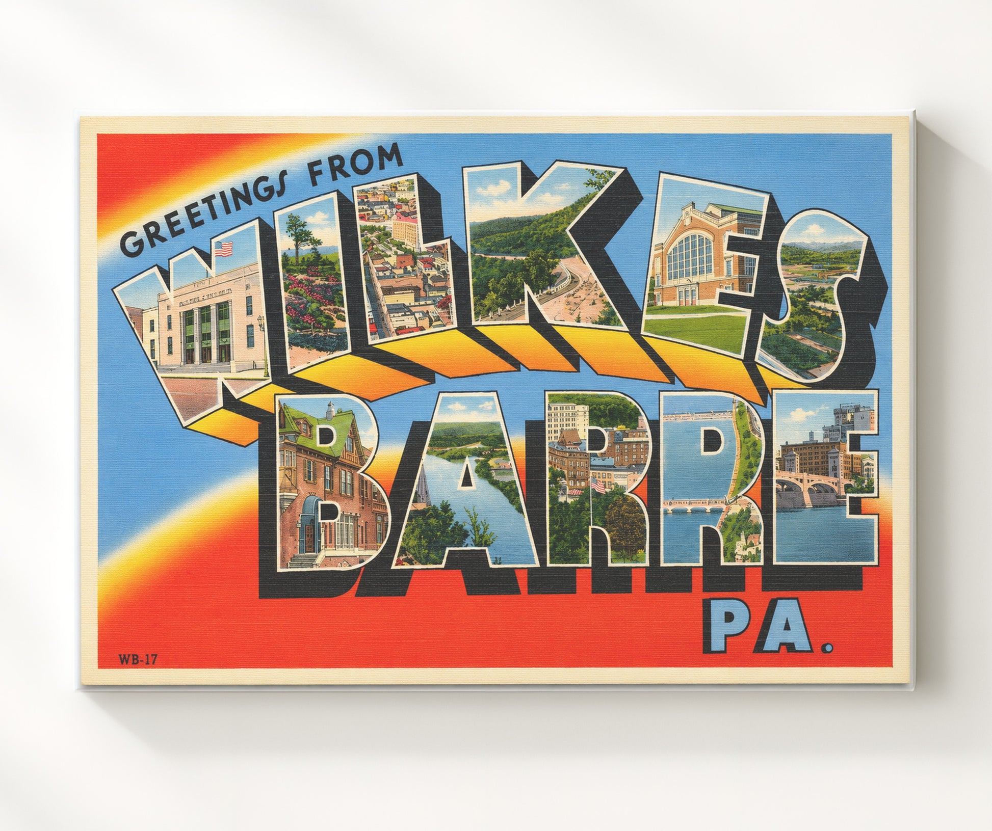 Wilkes Barre, Pennsylvania Vintage Postcard - Vintage American Wall Art 16x20 Canvas Wall Art wall art print – canvas decor
