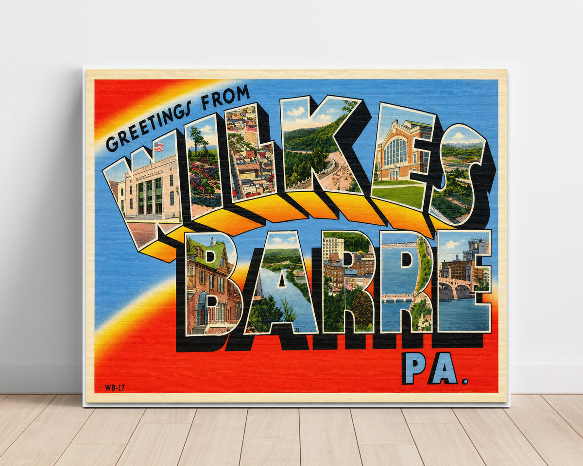 Greetings from Wilkes-Barre, Pennsylvania 8x10 Unframed Print vintage postcard wall art