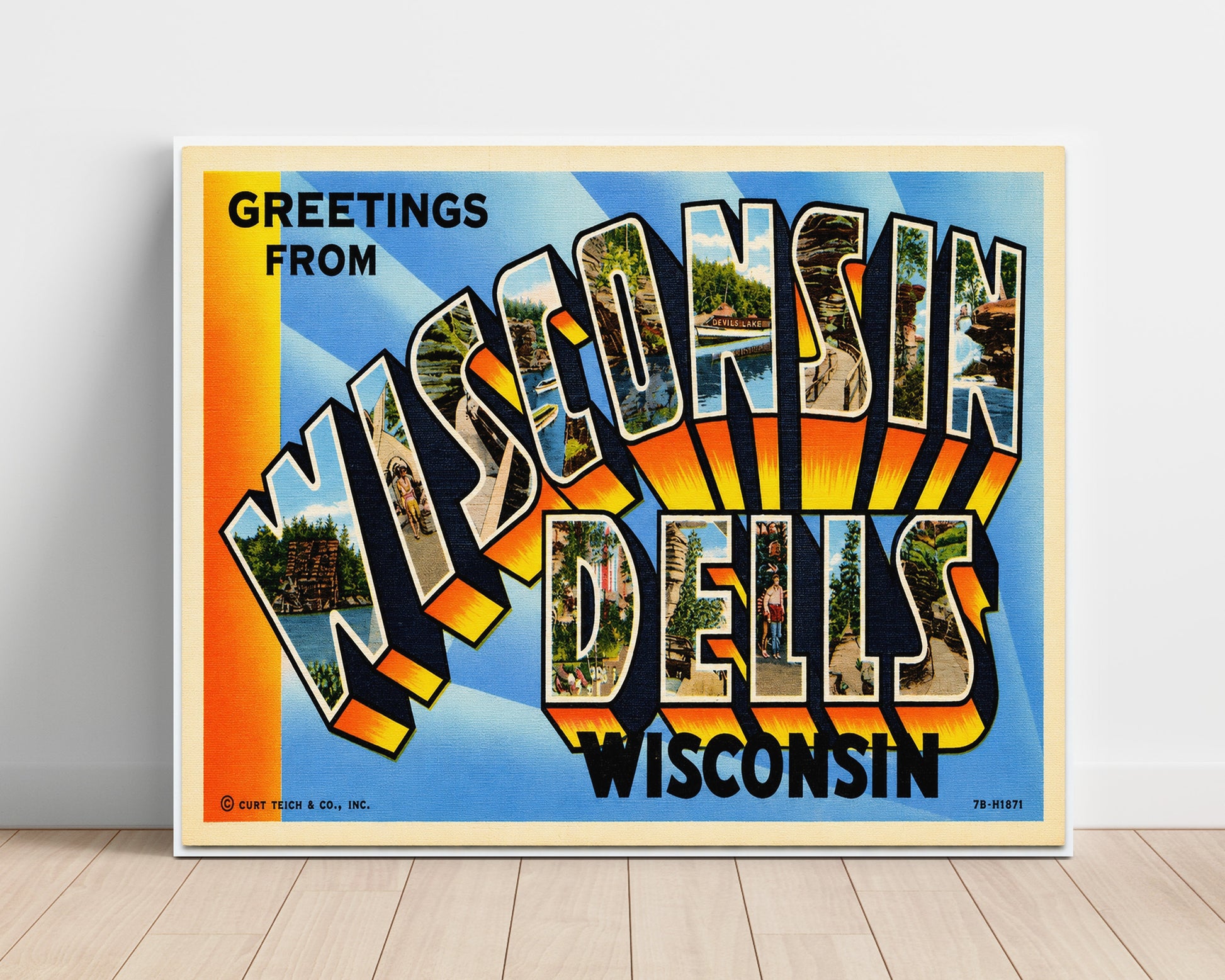Wisconsin Dells, Wisconsin Vintage Postcard - Vintage American Wall Art Unframed 8x10 in Plastic Sleeve wall art print – unframed decor