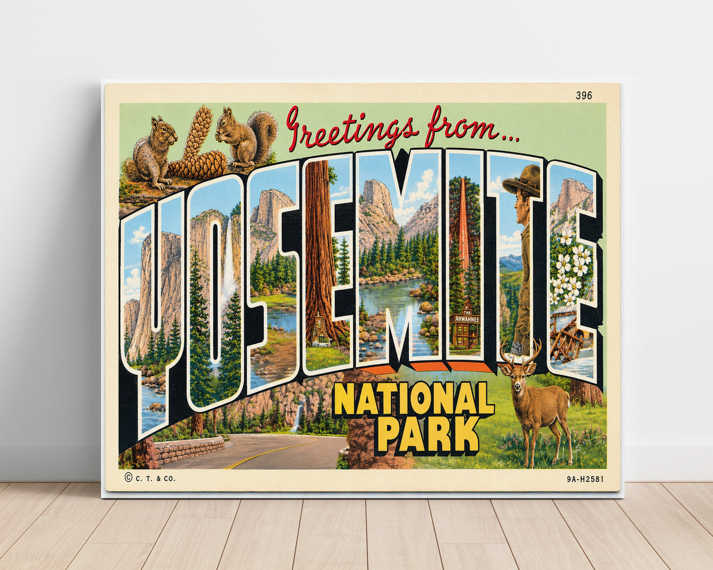 Greetings from Yosemite National Park, California 8x10 Unframed Print vintage postcard wall art