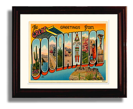 Greetings from Zuni, New Mexico 8x10 Beveled Frame vintage postcard wall art