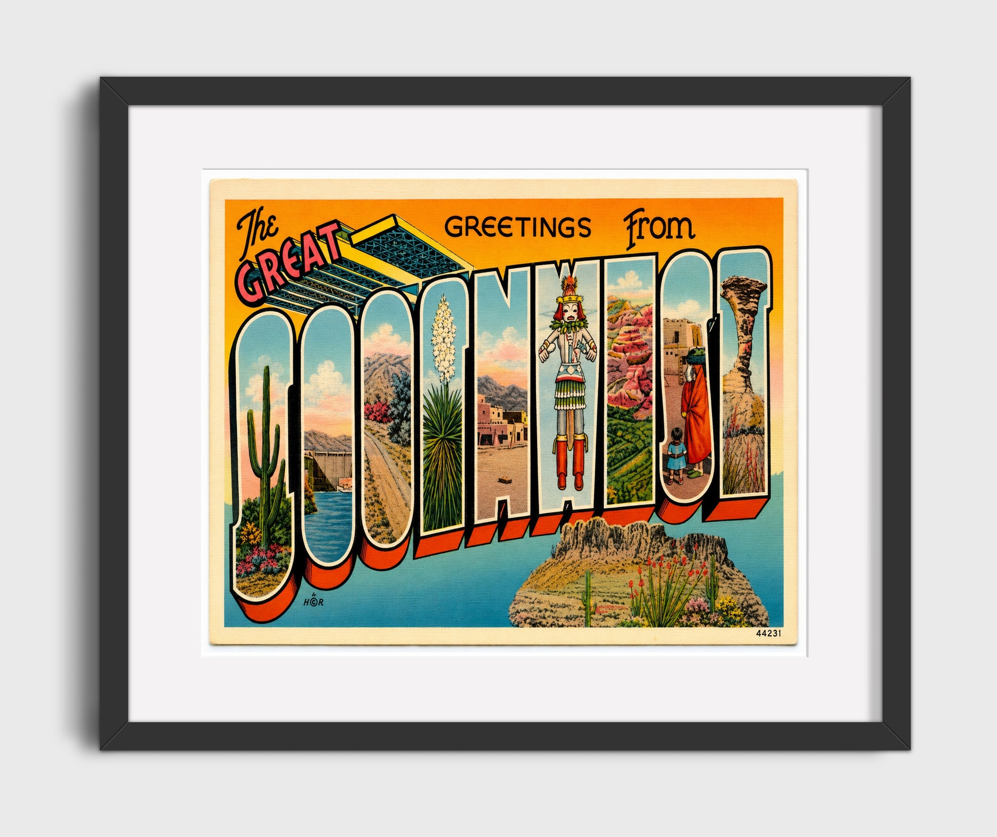 Greetings from Zuni, New Mexico 16x20 Gallery Frame vintage postcard wall art