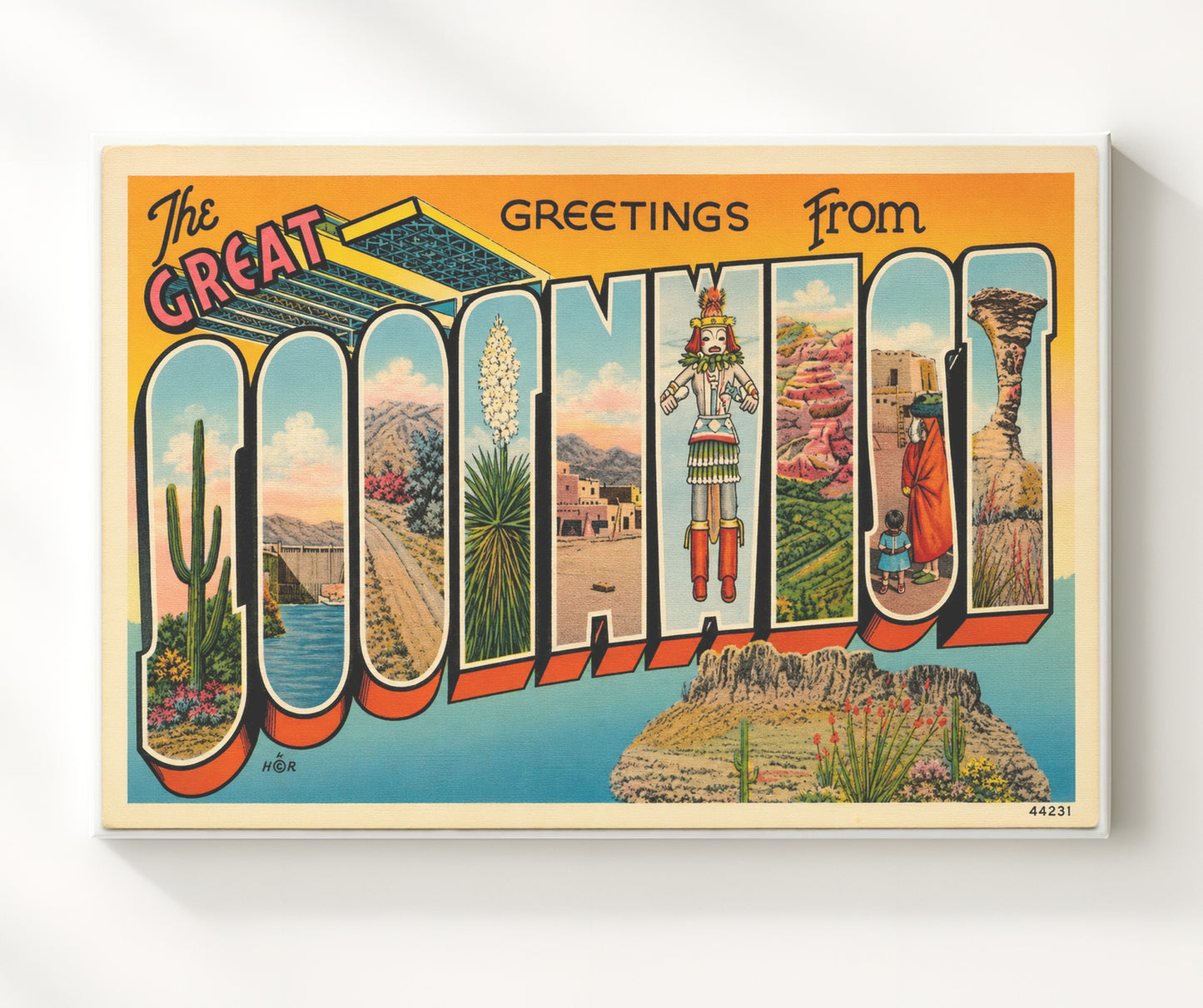 Zuni, New Mexico Vintage Postcard - Vintage American Wall Art 16x20 Canvas Wall Art wall art print – canvas decor