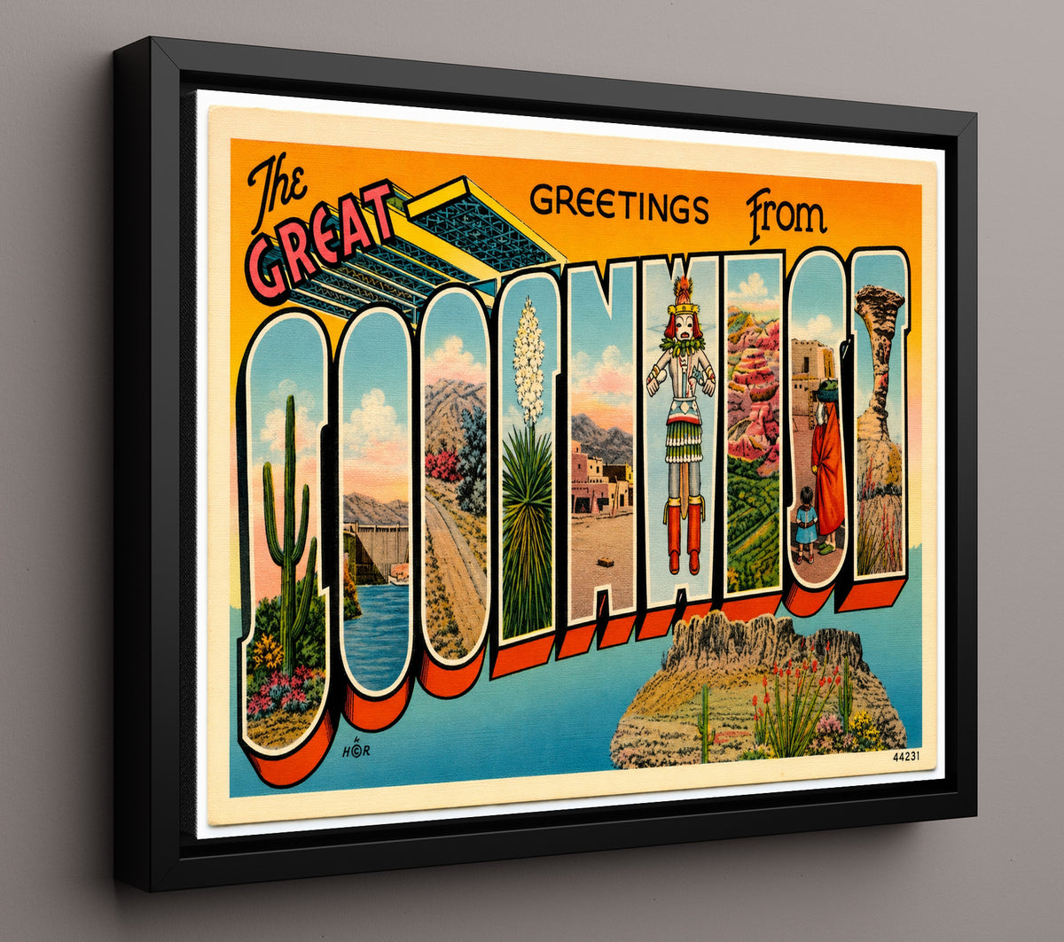 Greetings from Zuni, New Mexico 8x10 Framed Canvas vintage postcard wall art