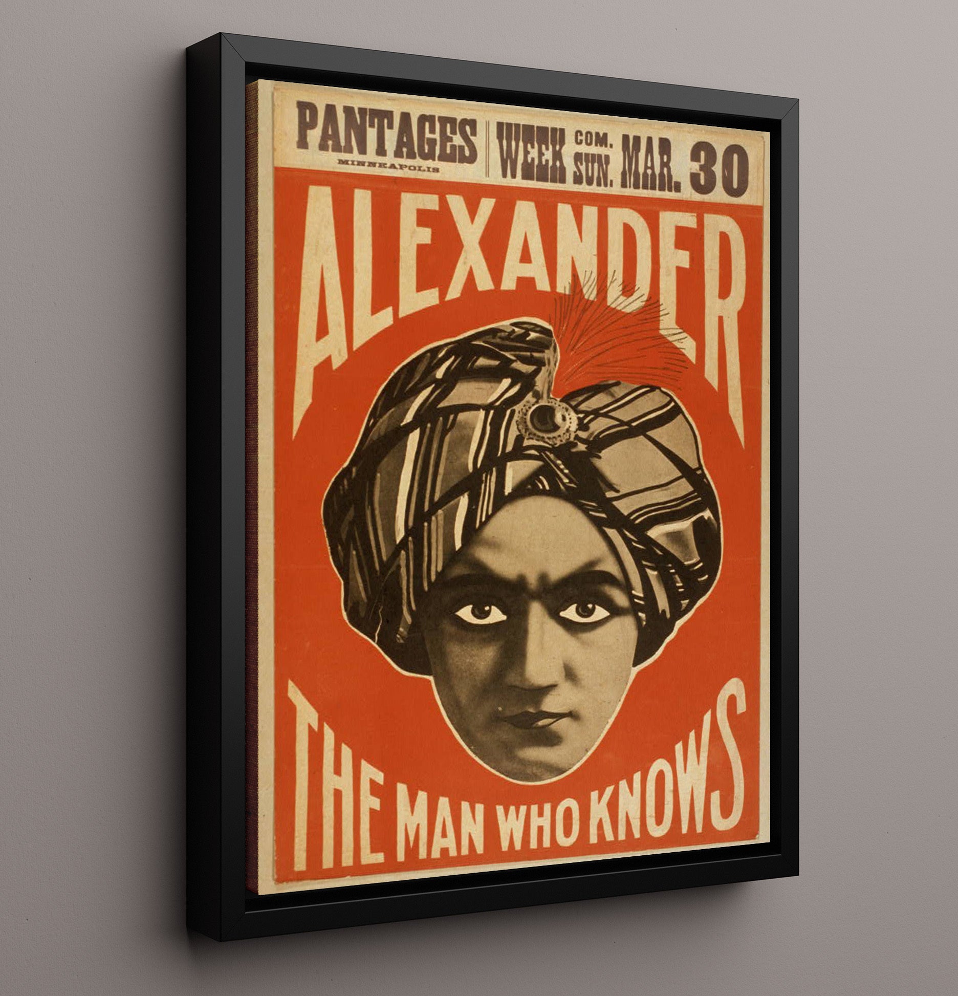 Alexander - The Man Who Knows - Magic Poster - 16x20 Framed Canvas