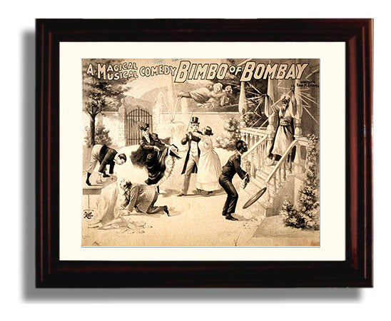 Bimbo of Bombay - Black and White Comedy - Magic Poster - 8x10 Beveled Frame