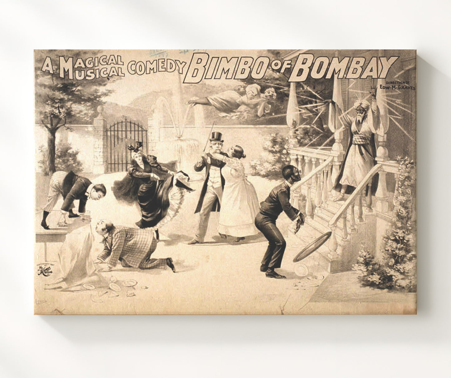 Bimbo of Bombay - Black and White Comedy - Magic Poster - 20x24 Canvas