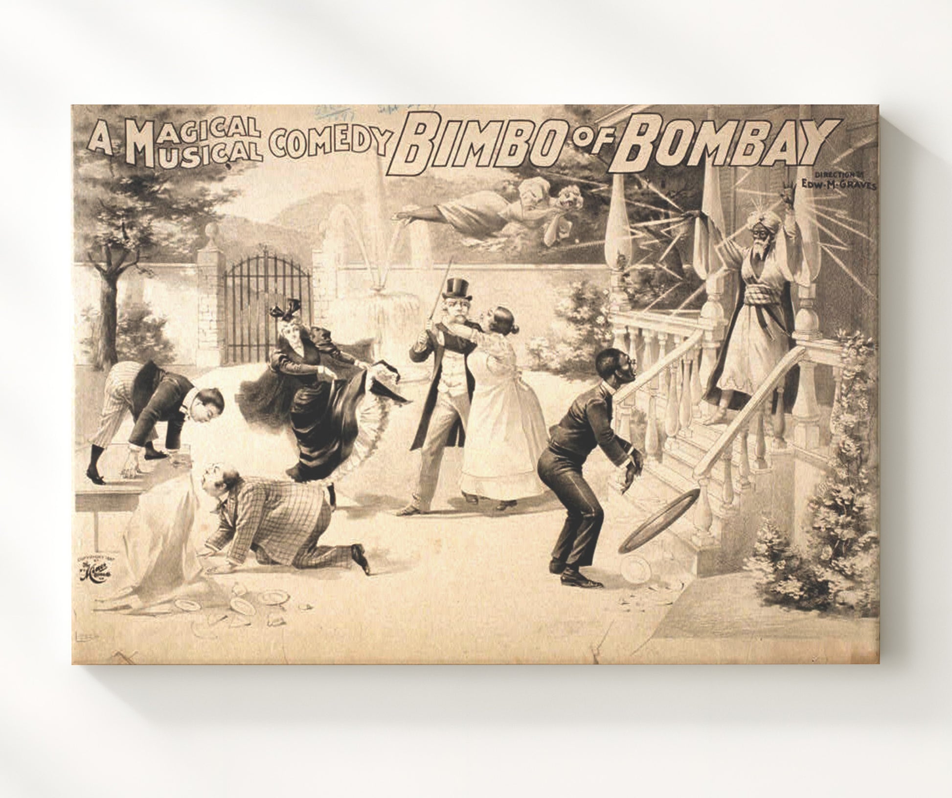 Bimbo of Bombay - Black and White Comedy - Magic Poster - 20x24 Canvas