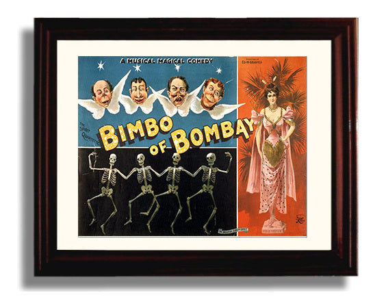 Bimbo of Bombay - Skeleton Dance - Magic Poster - 8x10 Beveled Frame