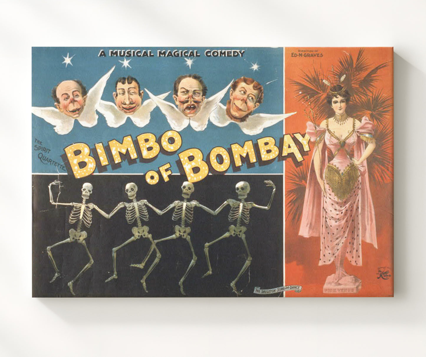 Bimbo of Bombay - Skeleton Dance - Magic Poster - 20x24 Canvas