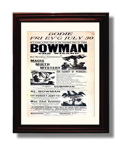 Bowman the Wizard - Cabinet of Wonders - Magic Poster - 8x10 Beveled Frame