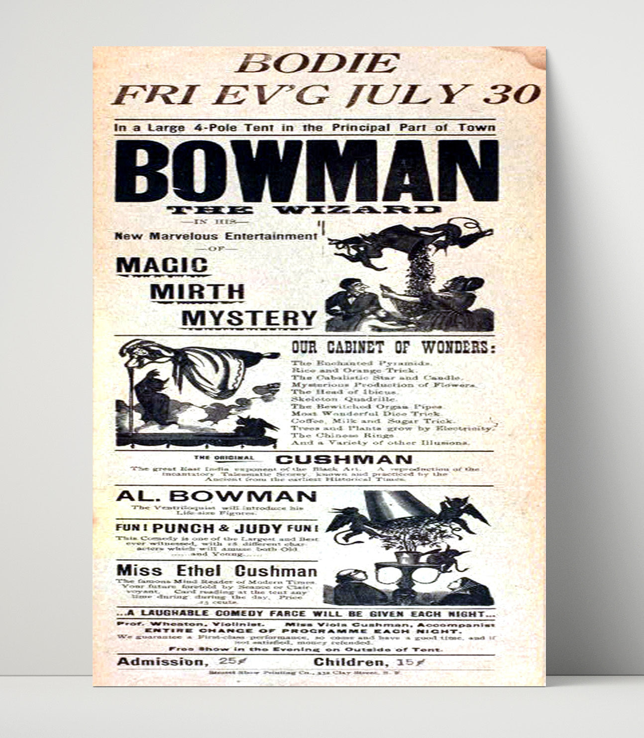 Bowman the Wizard - Cabinet of Wonders - Magic Poster - 16x20 Unframed Print