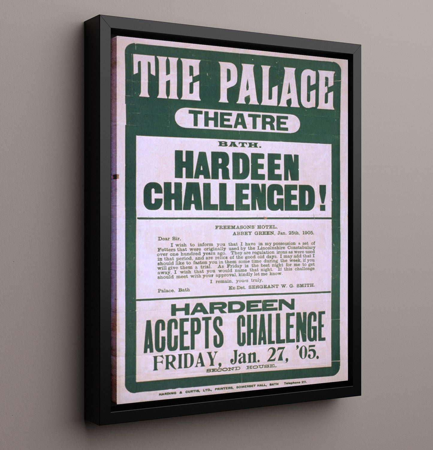 Hardeen - Challenge Accepted - Magic Poster - 16x20 Framed Canvas