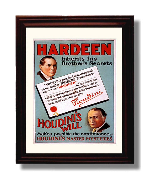 Hardeen - Inherits Secrets - Magic Poster - 8x10 Beveled Frame