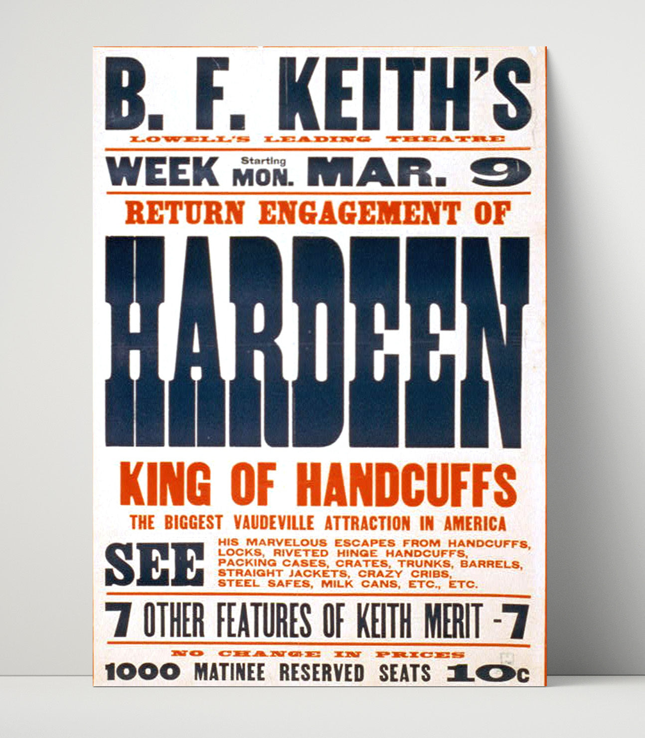 Hardeen - King of Handcuffs - Magic Poster - 16x20 Unframed Print