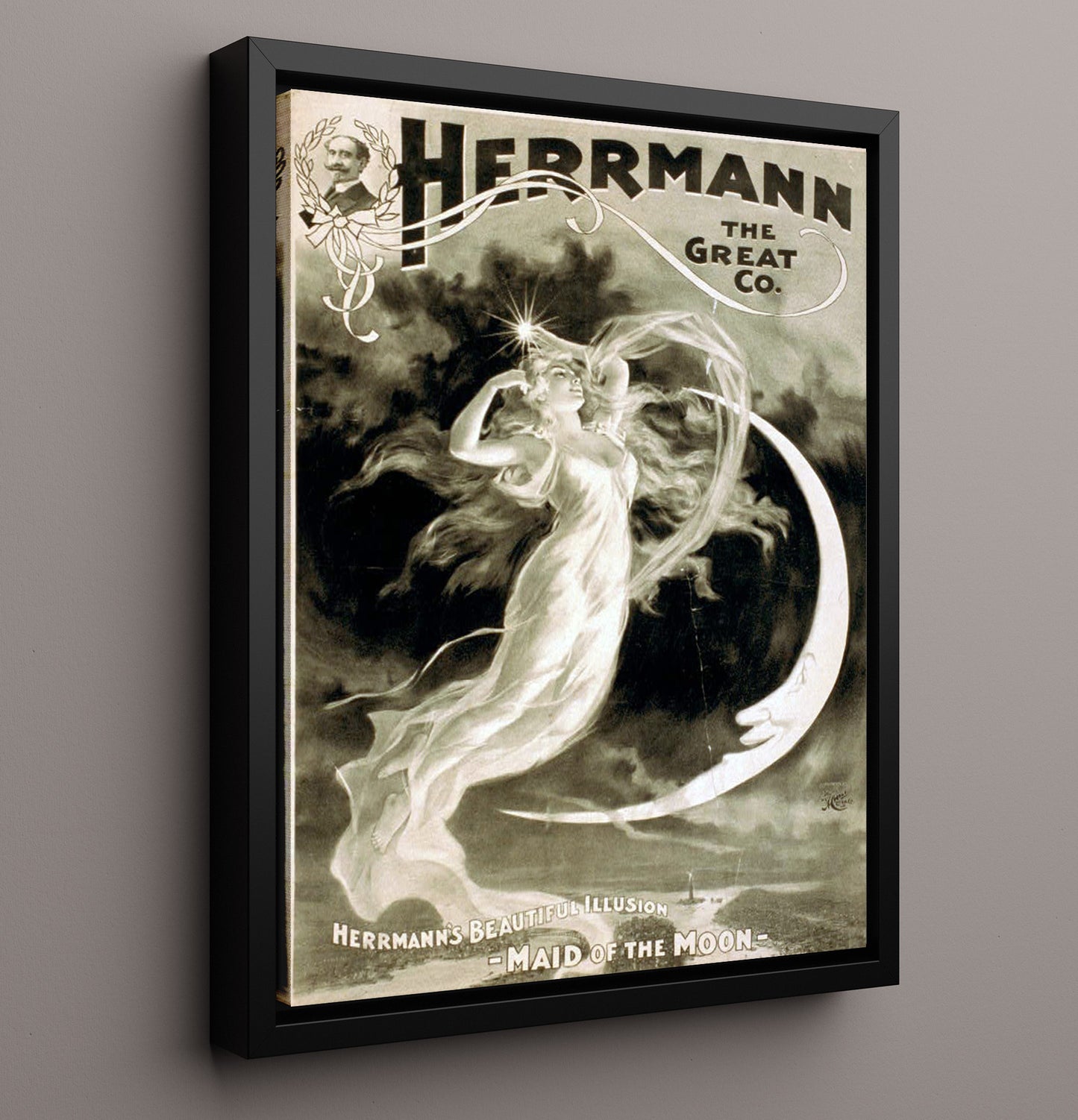 Herrmann - Maid of the Moon - Magic Poster - 16x20 Framed Canvas