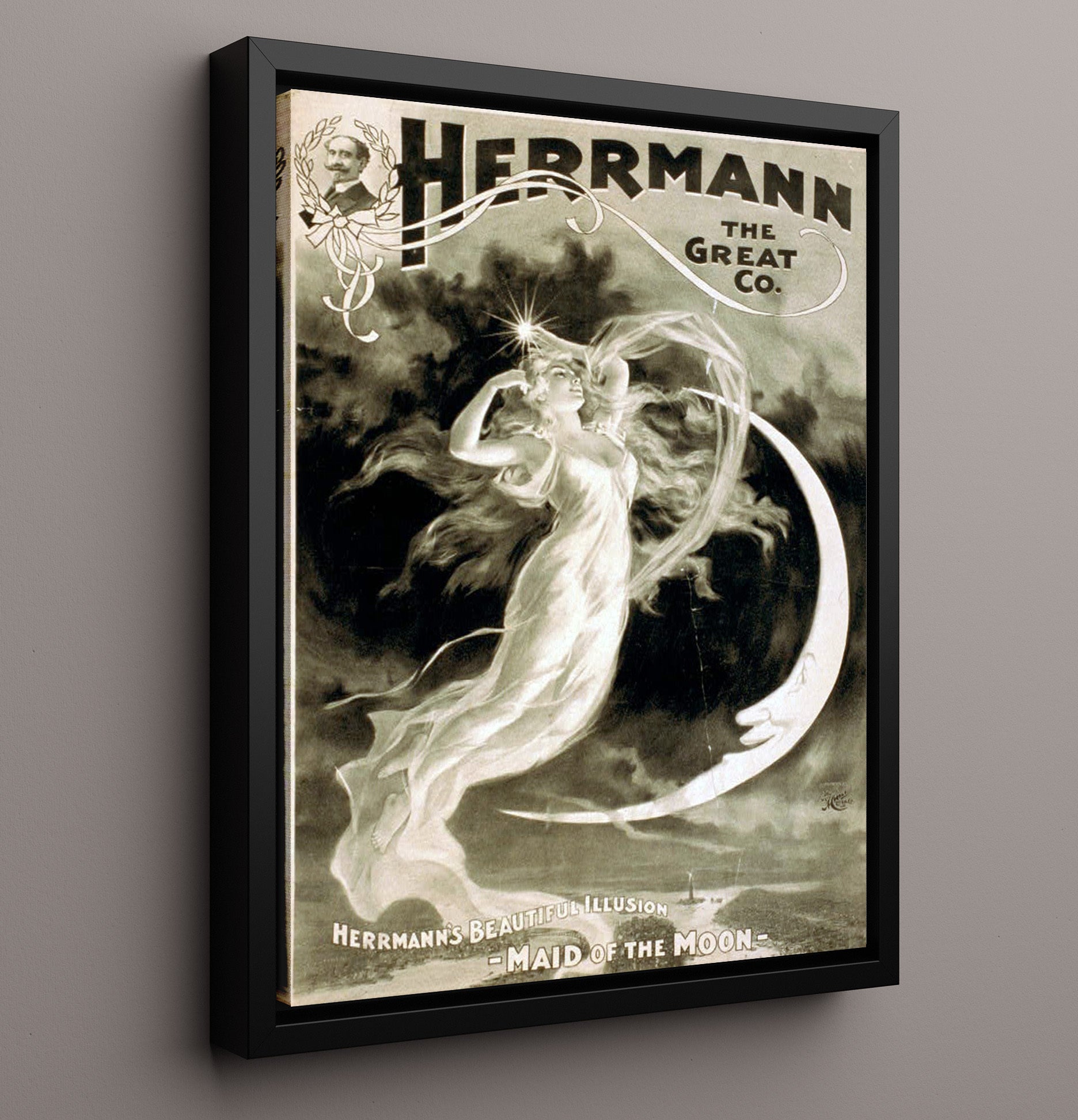 Herrmann - Maid of the Moon - Magic Poster - 16x20 Framed Canvas