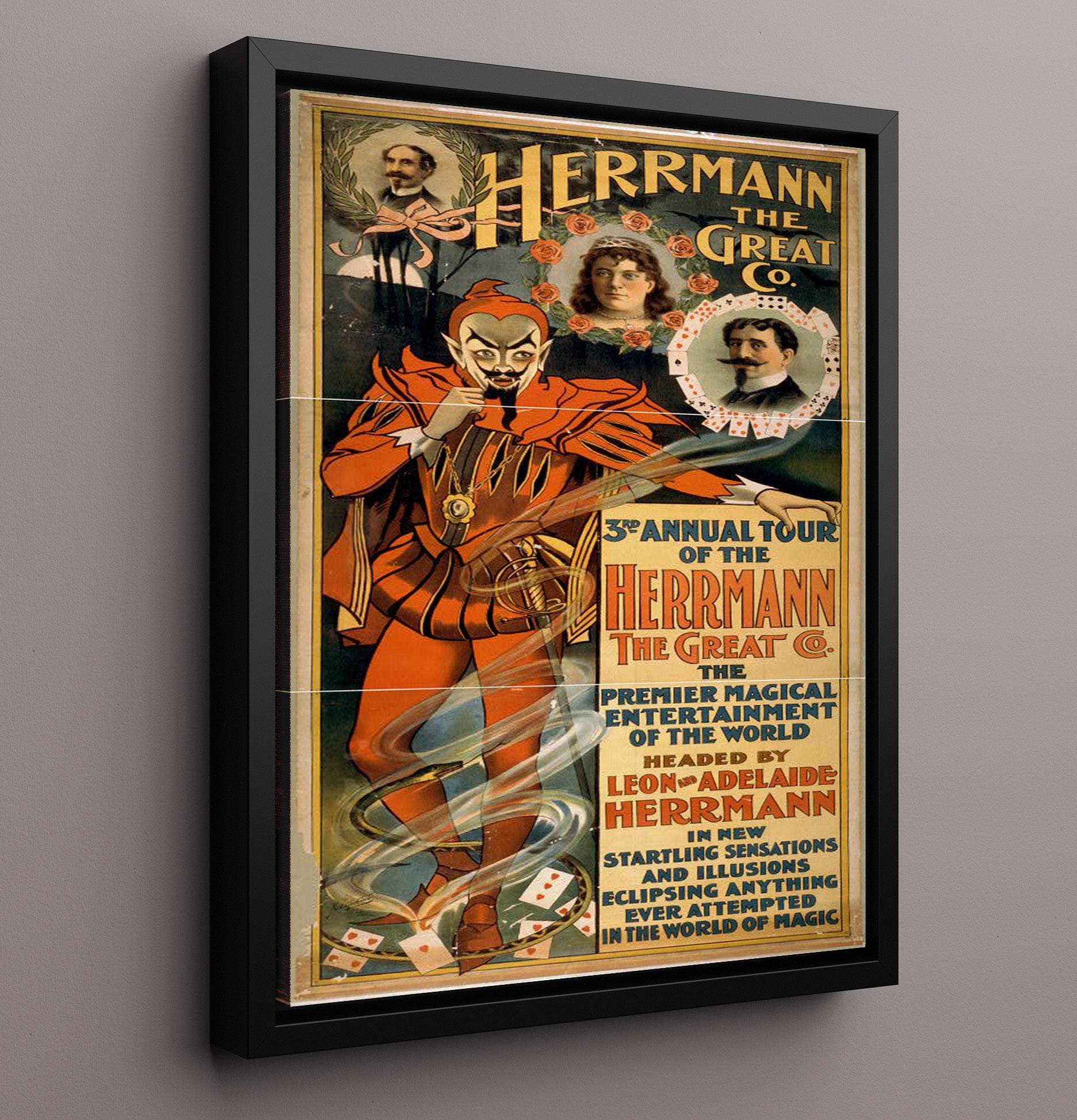 Herrmann the Great - 3rd Tour - Magic Poster - 16x20 Framed Canvas