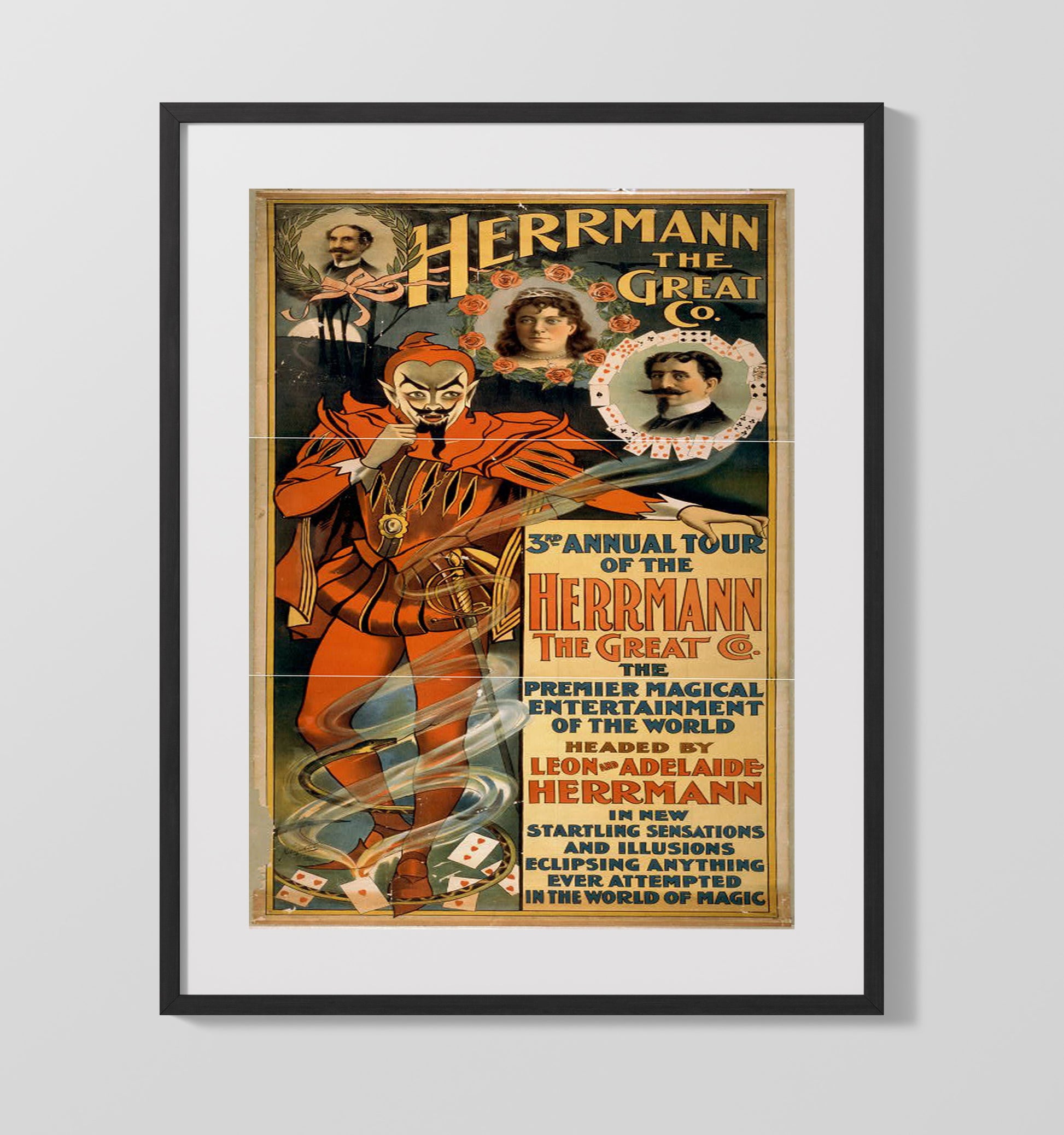 Herrmann the Great - 3rd Tour - Magic Poster - 16x20 Gallery Frame