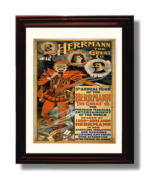 Herrmann the Great - 3rd Tour - Magic Poster - 8x10 Beveled Frame