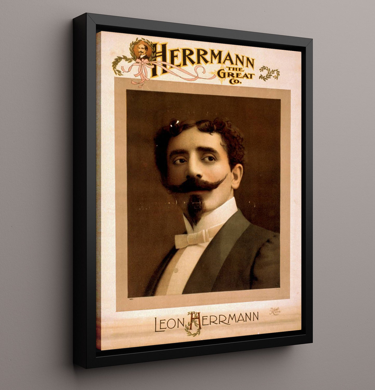 Herrmann the Great - Portrait - Magic Poster - 16x20 Framed Canvas