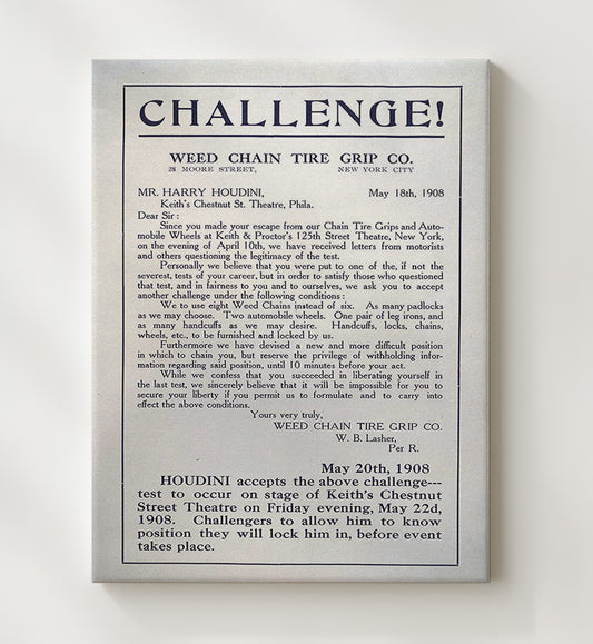 Houdini - Escape Challenge 16x20 Canvas magic poster wall art