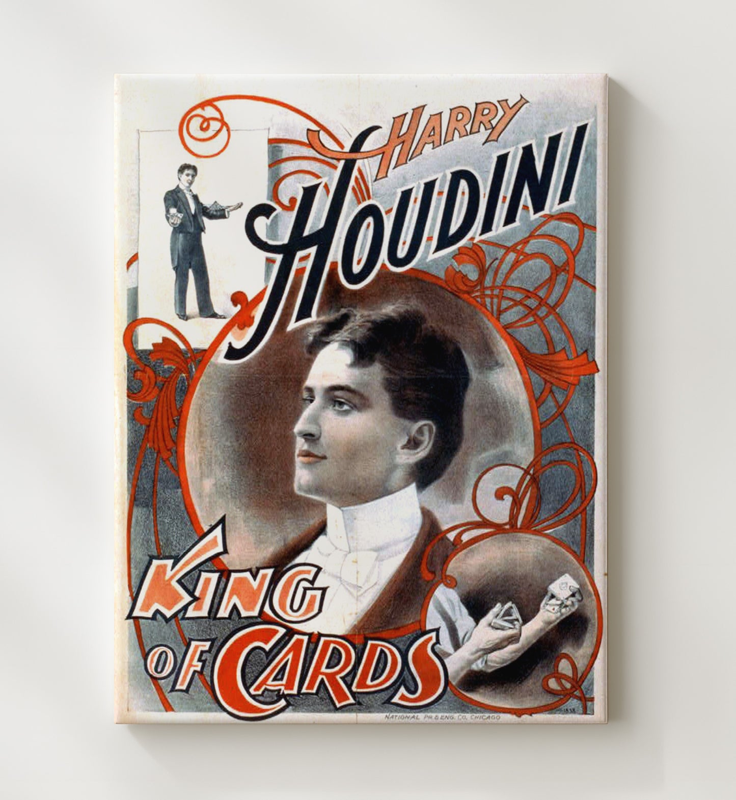 Houdini - King of Cards - Magic Poster - 20x24 Canvas