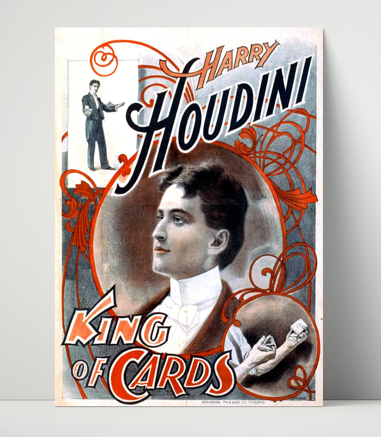 Houdini - King of Cards - Magic Poster - 16x20 Unframed Print