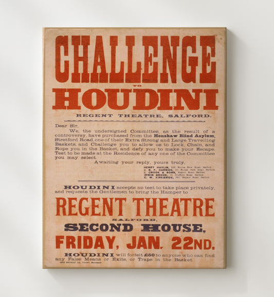 Houdini - Locked and Chained 16x20 Canvas magic poster wall art