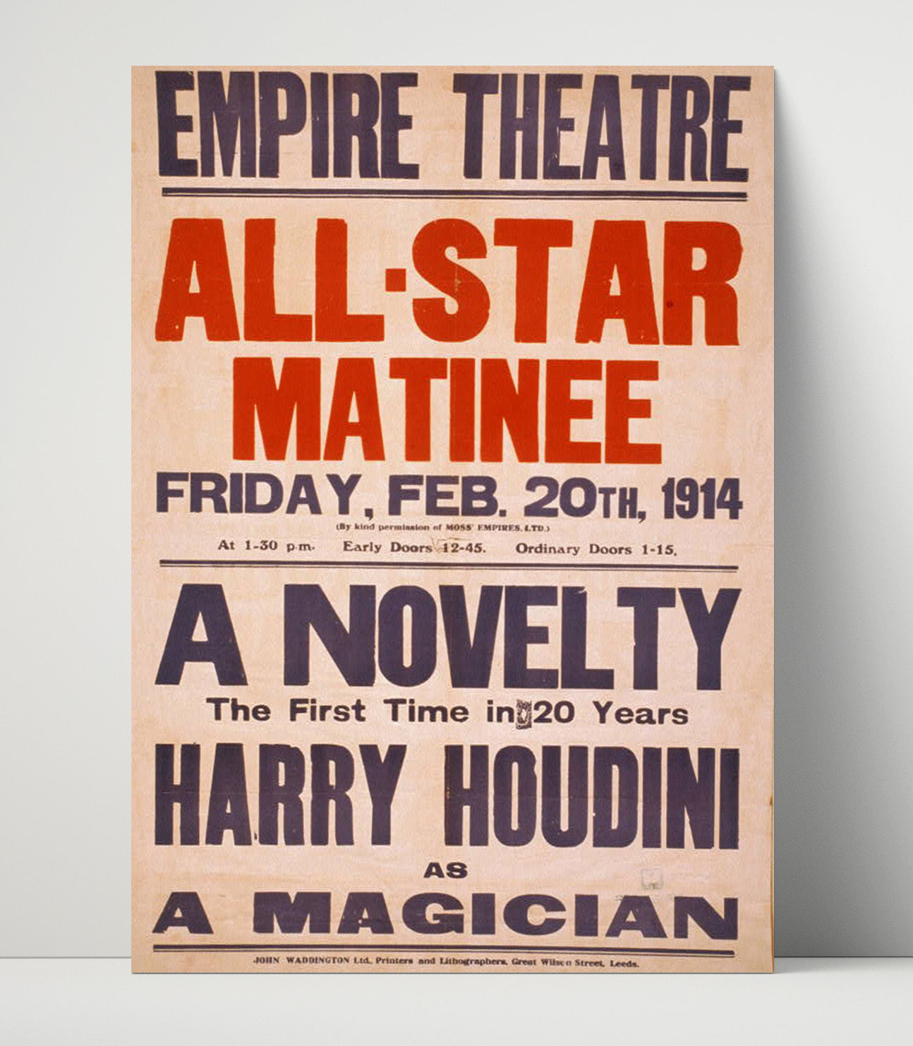 Houdini - Rare Magician Act - Magic Poster - 16x20 Unframed Print