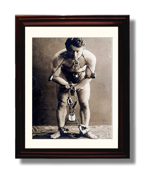 Houdini - Shackled Defiance - Magic Poster - 8x10 Beveled Frame