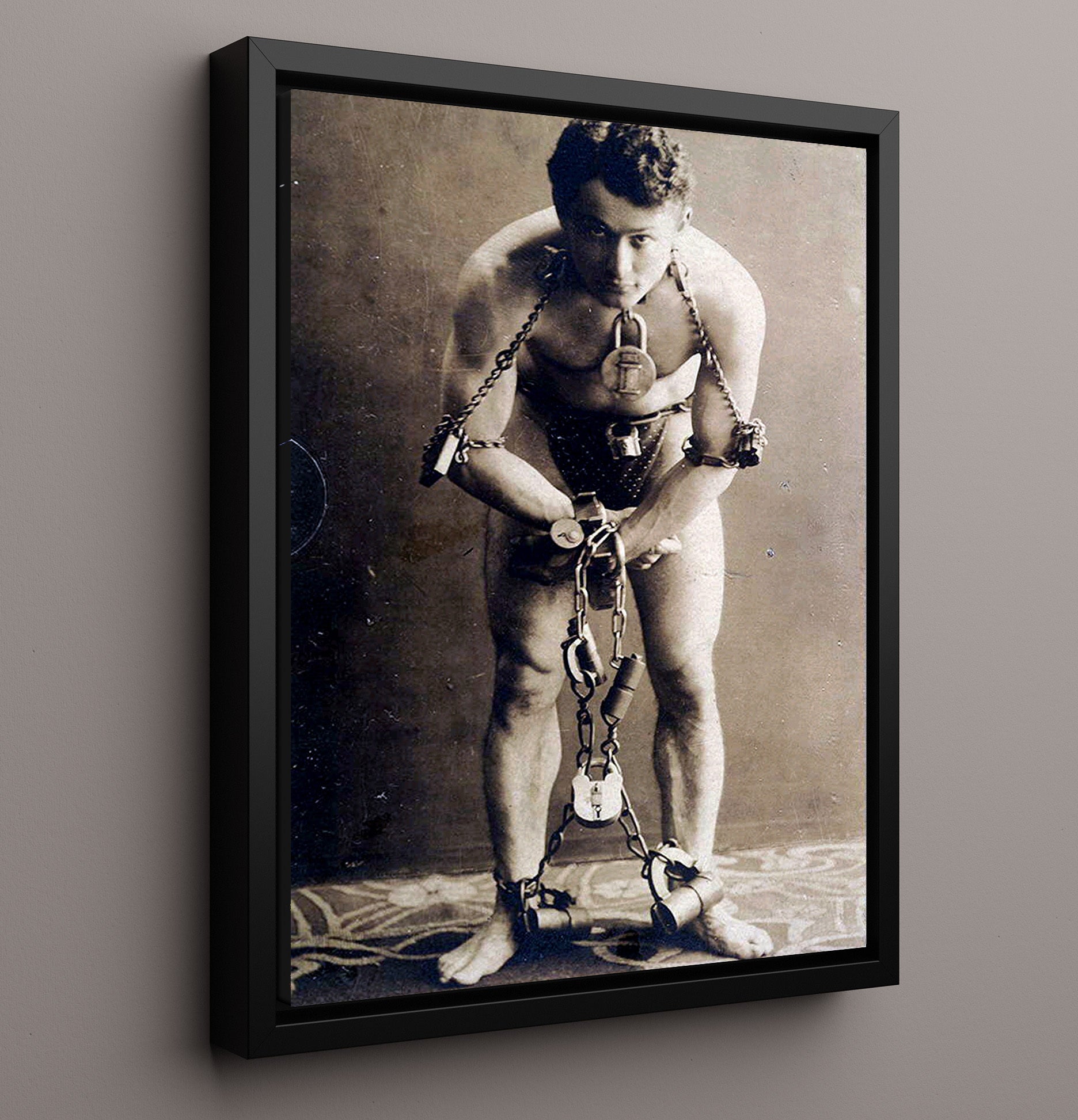 Houdini - Shackled Defiance - Magic Poster - 16x20 Framed Canvas