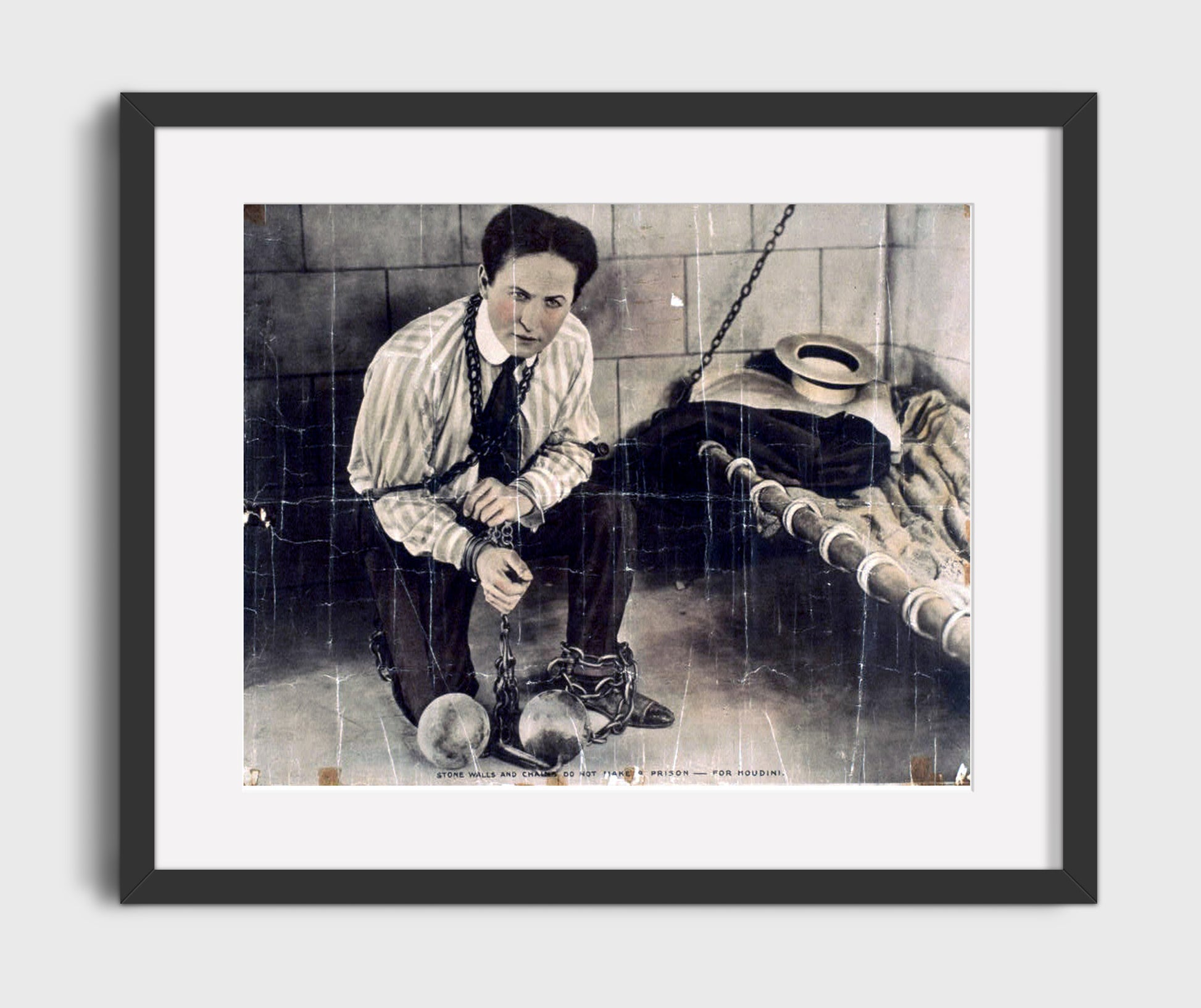 Houdini - Shackled but Unbroken - Magic Poster - 16x20 Gallery Frame