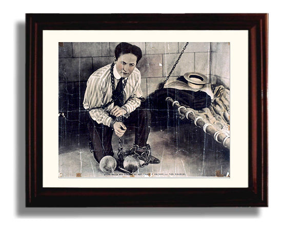 Houdini - Shackled but Unbroken - Magic Poster - 8x10 Beveled Frame