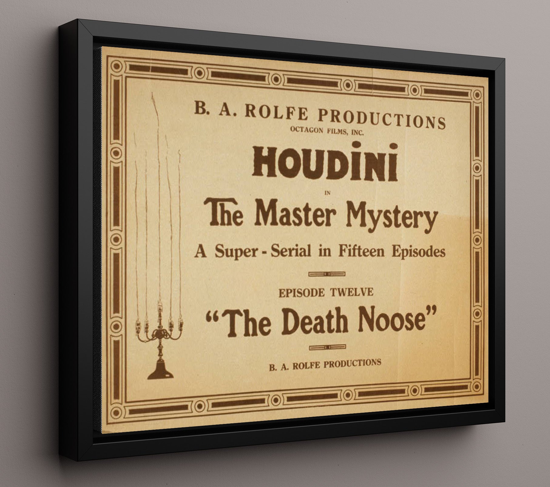 Houdini - The Death Noose - Magic Poster - 16x20 Framed Canvas