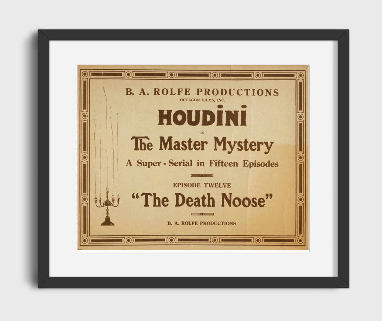 Houdini - The Death Noose - Magic Poster - 16x20 Gallery Frame