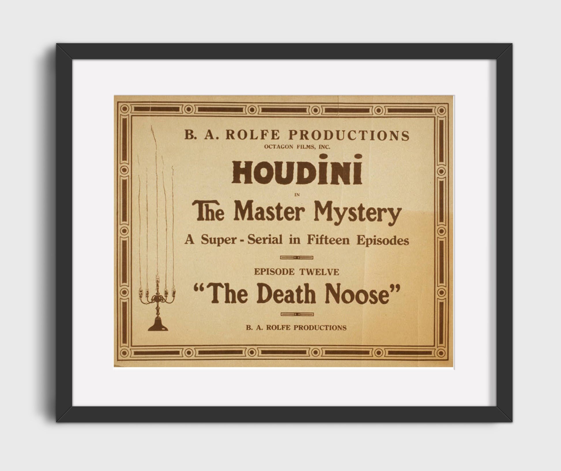 Houdini - The Death Noose - Magic Poster - 16x20 Gallery Frame
