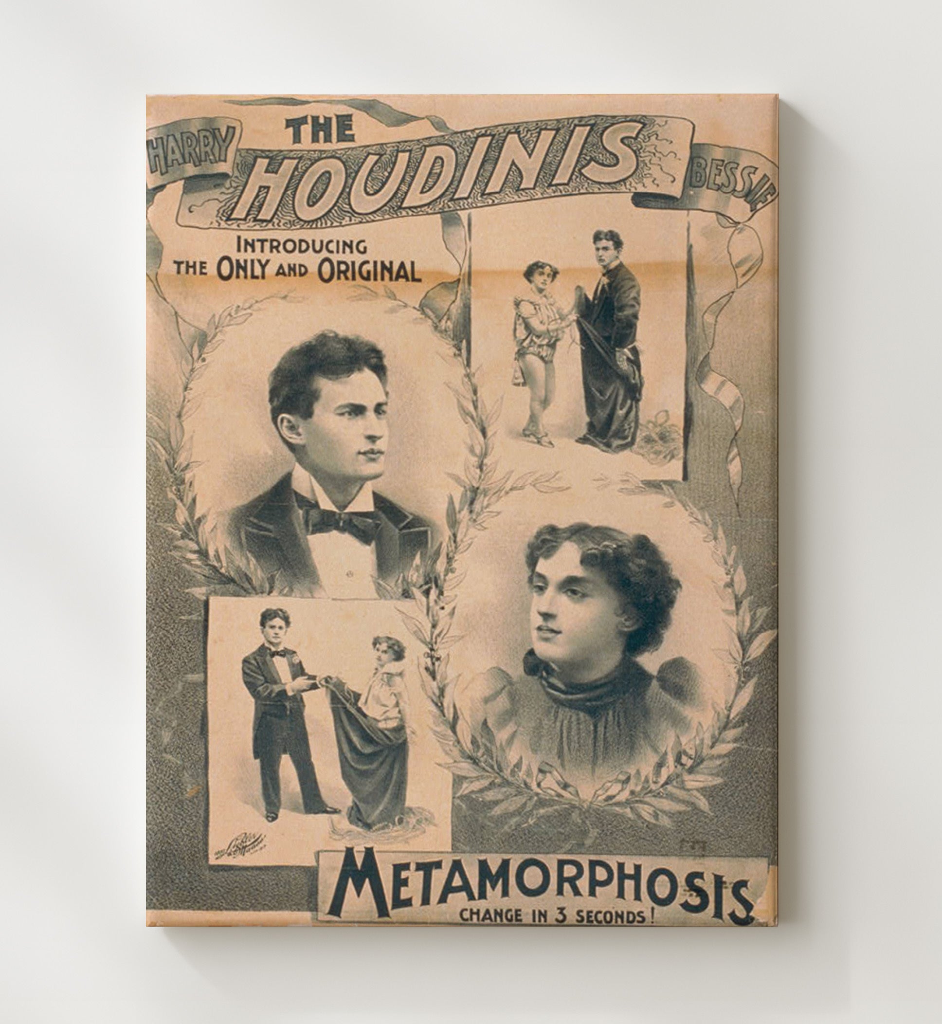 Houdini - The Metamorphosis - Magic Poster - 20x24 Canvas