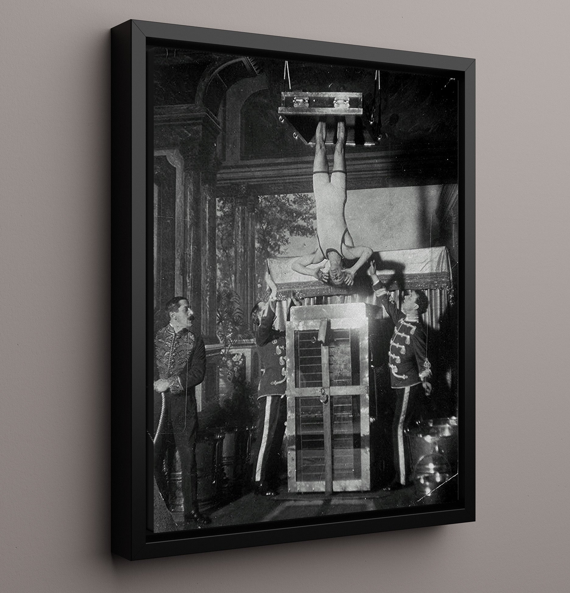 Houdini - Torture Cell Rehearsal - Magic Poster - 16x20 Framed Canvas