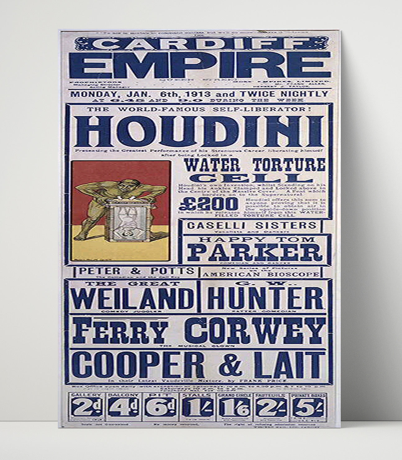 Houdini - Water Torture Cell - Magic Poster - 16x20 Unframed Print