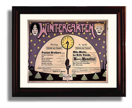 Houdini - Wintergarten Theatre - Magic Poster - 8x10 Beveled Frame