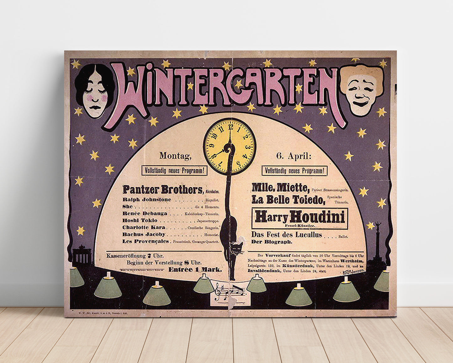 Houdini - Wintergarten Theatre - Magic Poster - 16x20 Unframed Print