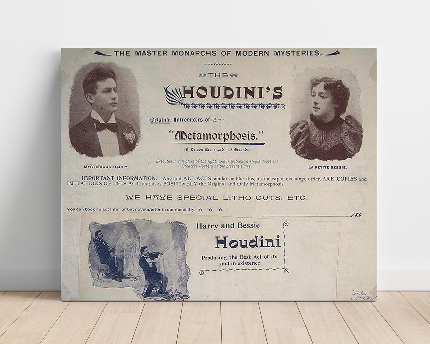 Houdini Metamorphosis - Escape Illusion - Magic Poster - 16x20 Unframed Print