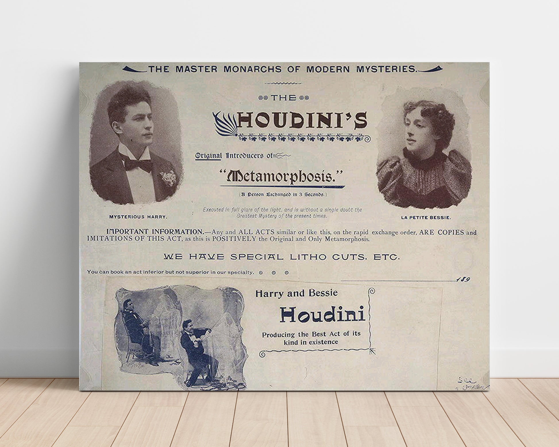 Houdini Metamorphosis - Escape Illusion - Magic Poster - 16x20 Unframed Print