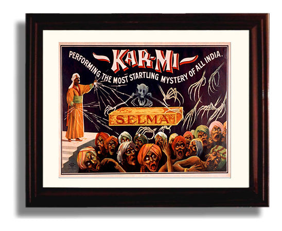 Kar-Mi - Startling Mystery of India - Magic Poster - 8x10 Beveled Frame