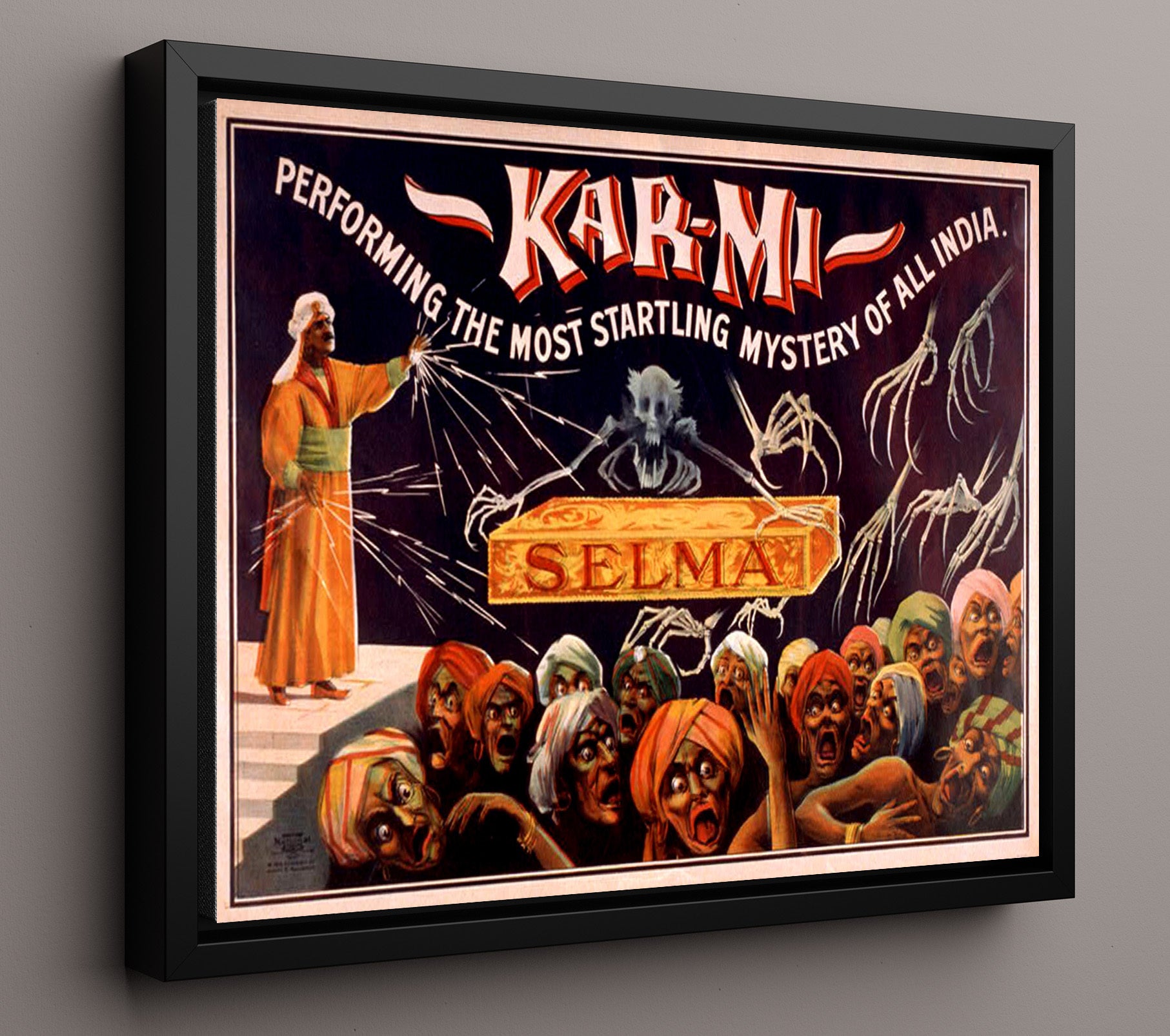 Kar-Mi - Startling Mystery of India - Magic Poster - 16x20 Framed Canvas
