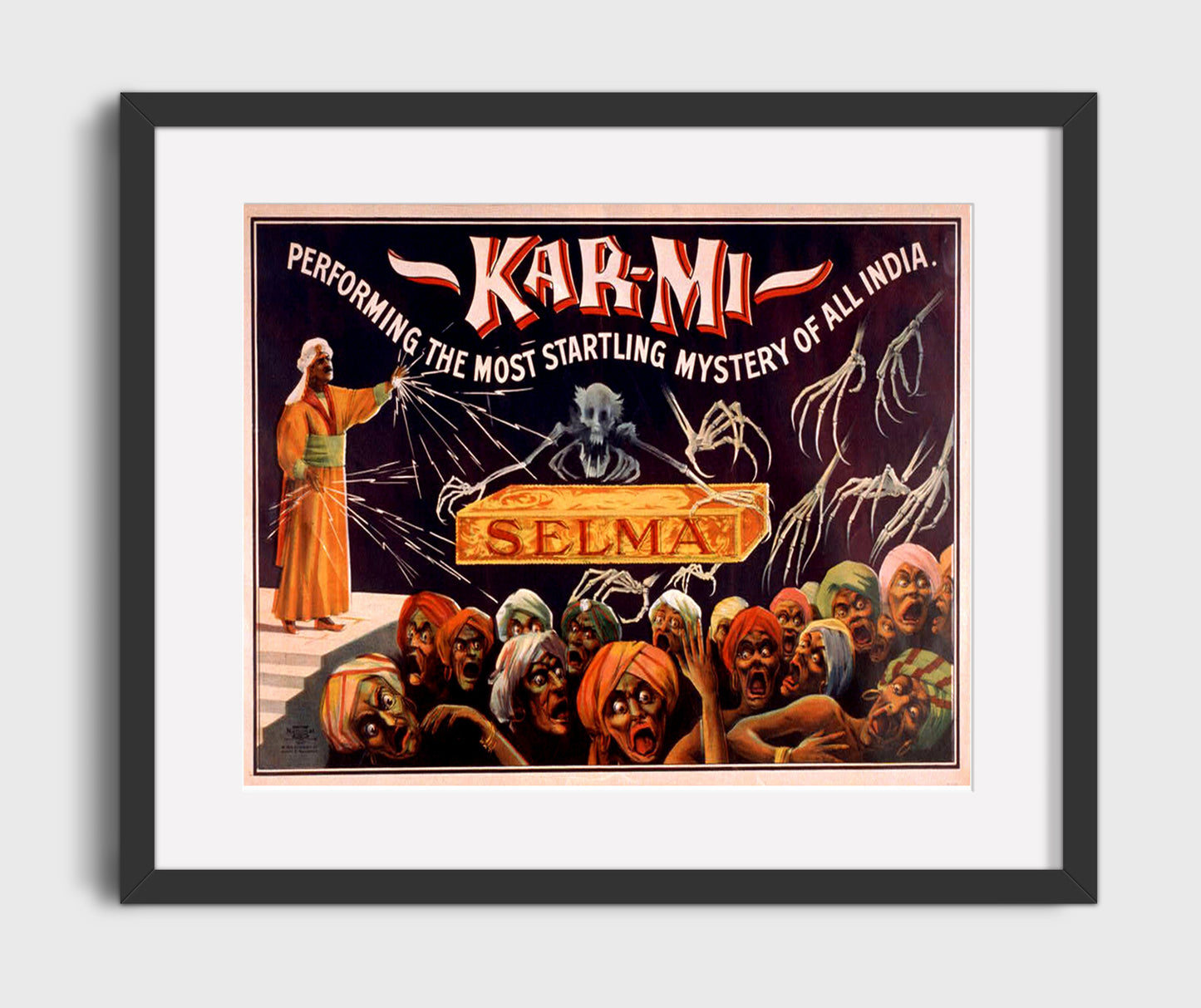 Kar-Mi - Startling Mystery of India - Magic Poster - 16x20 Gallery Frame