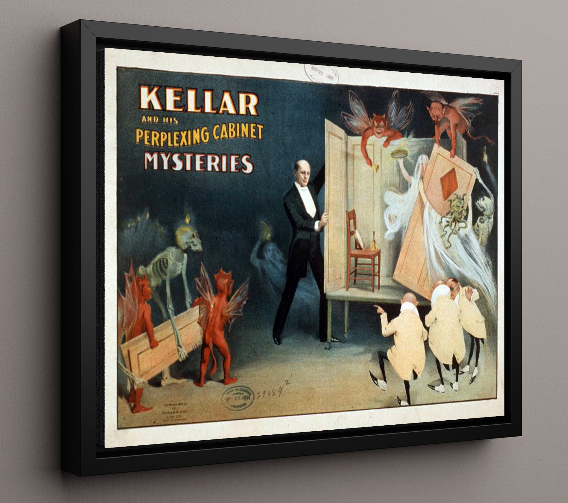 Kellar - Cabinet of Mysteries - Magic Poster - 16x20 Framed Canvas