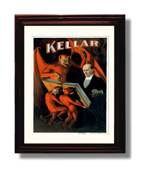 Kellar - Devils at His Elbow - Magic Poster - 8x10 Beveled Frame