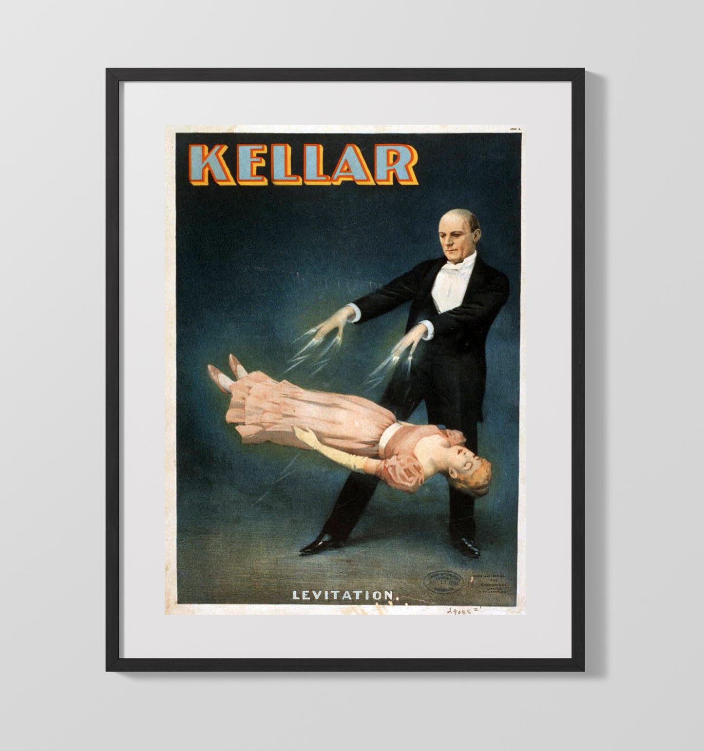 Kellar - Levitation Act - Magic Poster - 16x20 Gallery Frame